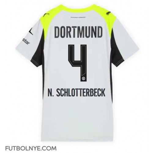 Camiseta Borussia Dortmund Nico Schlotterbeck #4 Visitante Equipación para mujer 2025-26 manga corta